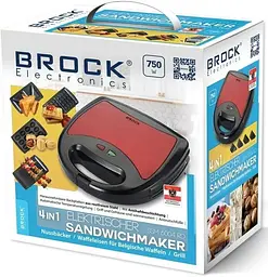 Мультимейкер (Бутербродниця-Горішниця-Вафельниця-Гриль) BROCK SSM 6004 RD - мініатюра 3