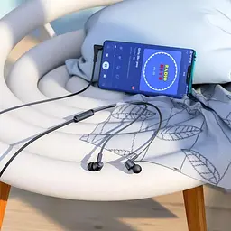 Навушники Hoco M86 Oceanic universal earphones with mic з плоским чорним кабелем - мініатюра 6