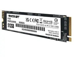 Твердотільний накопичувач SSD 512Gb, Patriot P320, PCI-E 3.0 x4, M.2 2280, 3D TLC, 3000/2200 МБ/с (P320P512GM28) - мініатюра 4