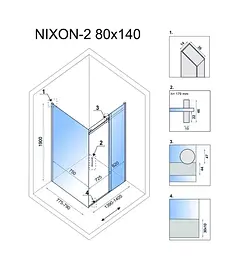 Душова кабіна Rea Nixon 80x140 L chrome REA-K5010 + REA-K5006, Хром, Ліва, прозорий, хром - мініатюра 2