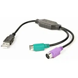 Перехідник Usb Cablexpert, чорний, Usb 2.0 - 2 x PS / 2, 30 см (UAPS12-BK)