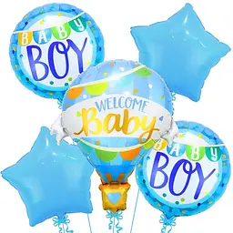 Набір фольгованих кульок "Welcome Baby Boy" 5 шт святкові декорації