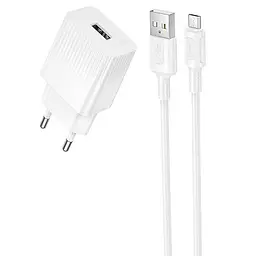 МЗП Borofone BAS71A Source 10.5W (1USB-A) + кабель USB to MicroUSB White