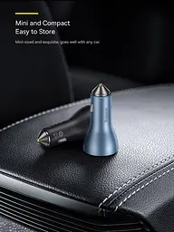 Автомобільний зарядний пристрій Baseus Golden Contactor Pro Triple Fast Charger Car Charger 65W U+C+C Dark Gray [CGJP010013] [77944] - мініатюра 6