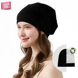 Шапочка з підкладкою MaryuPHair з натурального шовку (чорний)