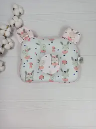 Дитяча ортопедична подушка 24×32 для новонароджених a.l.babybox Зайчики на гойдалці рожевий