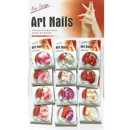 Нігті накладні кольорові з малюнком та камінчиками упаковка 12 шт. Art Nails №2
