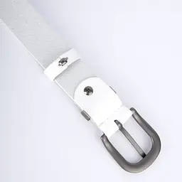 Ремінь жіночий шкіряний HC-3092 silver (130 см) білий зі сріблястою пряжкою - мініатюра 4