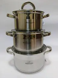 Універсальний набір каструль з кришками Bohmann BH-0714 з нержавіючої сталі 6 предметов - мініатюра 5