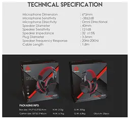 Ігрові навушники Fantech MARS II HQ54 Black/Red з мікрофоном - мініатюра 7
