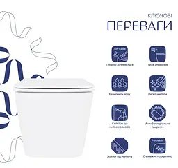 Унітаз підвісний Qtap Crow Ultra Quiet White, з сидінням Slim Duroplast/ Soft-close/ Quick Release QT05335172W - мініатюра 2
