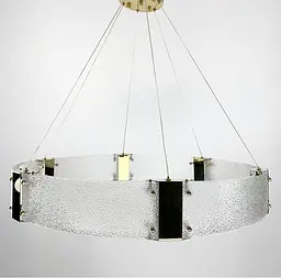 Дизайнерська LED люстра з фактурним склом у золотому каркасі Line.F Діаметр 80см - мініатюра 5