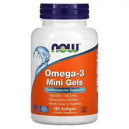 Жирні кислоти NOW Omega-3 Mini Gels, 180 капсул