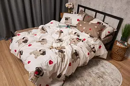 Комплект постільної білизни Moon&Star Бязь Gold Люкс Bulldog Love євро 200х220 наволочки 2х50х70 - мініатюра 3