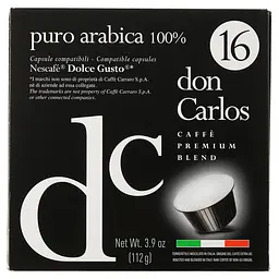 Уцінка. Кава в капсулах Carraro Don Carlos Dolce Gusto Arabica, 16 капсул 