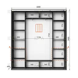 Шафа-купе Idea серія 4 220 x 45 x 240 см Антрацит - мініатюра 2