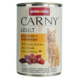 Вологий корм для котів Animonda Carny Adult Beef, Chicken + Duck hearts, з яловичиною, куркою та качиними серцями, 400 г - мініатюра 2