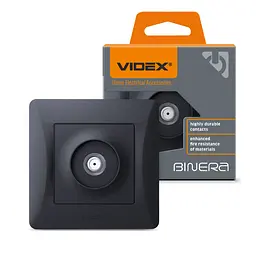 Розетка Videx Binera SAT одинарна супутникова чорний графіт (VF-BNSK1SATE-BG)