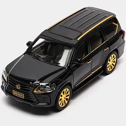 Колекційна металева модель позашляховика АвтоЕксперт Lexus LX 570 із золотими дисками, інерцією, світлом та звуком 1:24 - мініатюра 3