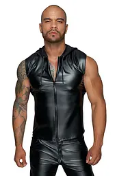 Чоловіча безрукавка з капюшоном Noir Handmade H062 Hooded Shirt, L, мокрий ефект - мініатюра 1