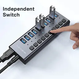 USB-хаб Acasis HS-710MG 10Gbps на 10 портів USB 3.1 з окремими перемикачами (Сірий) - мініатюра 3