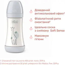 Пляшка для годування Chicco Perfect 5 пластикова із силіконовою соскою 2+ місяці сірий 240 мл (20223.32.40) - мініатюра 3