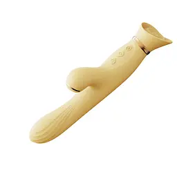 Вібратор-кролик Zalo Rose Rabbit Thruster 25 см (жовтий) - мініатюра 13
