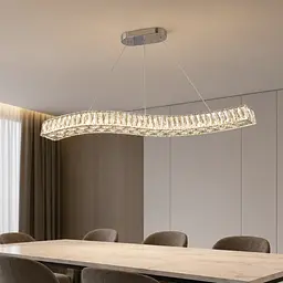 Світлодіодна люстра підвісна Artlight 8220-1000LCH з хвилеподібним кришталевим корпусом, 63W
