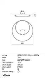 Стельовий світильник Redo TORSION PL LED 30W D550 3000K BRONZE (4.1.2) 01-1792 - мініатюра 3