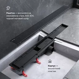 Трап для душу лінійний AM.PM Primeflow Cut Gradient 700 мм, універсальний затвор, чорний (W02SC-P11-070-01BM) - мініатюра 4