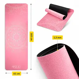 Килимок (мат) спортивний 4FIZJO замша 183 x 61 x 0.15 см для йоги та фітнесу Pink (P-5905973404419) - мініатюра 6
