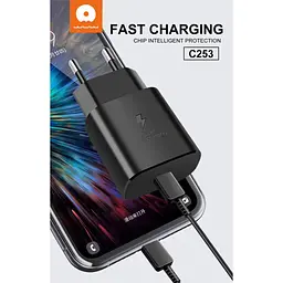 Мережевий зарядний пристрій WUW C253 PD 25W Charger адаптер блок чорний - мініатюра 3