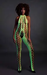 Бодістокінг Ouch! Bodystocking With Halterneck Green, XS/XL - мініатюра 5
