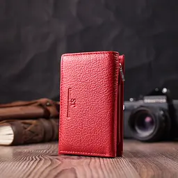 Шкіряний зручний жіночий гаманець у три складання ST Leather 22490 червоний - мініатюра 8