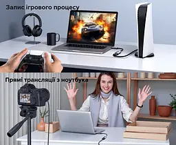 Карта відеозахоплення UGREEN CM629 відеограбер вхід HDMI вихід USB-A або USB-C вхідний сигнал до 4K 60 Гц YCbCr 4:2:0 захоплення до 2K 30 Гц для сигналу без захисту HDCP із синхронним захопленням звуку для запису та прямих трансляцій сумісна з OBS Studio для Windows та macOS і Linux перегляд і запис на сумісному Android-пристрої з USB-C через застосунок USB Camera не потребує зовнішнього блока живлення перехідник на гнучкій перемичці інтерфейс USB 3.0 космічний сірий (15389) - мініатюра 11