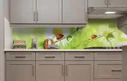 Вініловий кухонний фартух Happy Pocket Ромашки Сонечко наклейка для кухні ПВХ Тварини Зелений Z181565