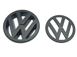 Емблема передня+задня Volkswagen Golf V (GTI) чорна матова (d=125 мм+110 мм) пластик - мініатюра 3