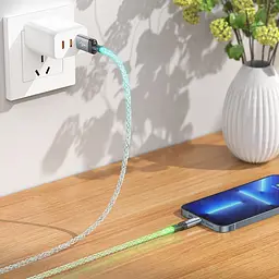 Дата кабель Hoco U112 Shine 2.4A USB to Lightning (1m) Gray - мініатюра 8
