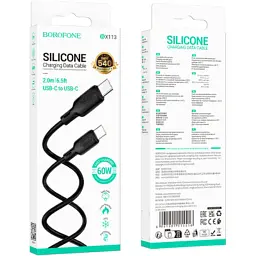 Дата кабель USB-C to USB-C 2.0m 60W Lenny silicone BX113 black BOROFONE (6941991115516) - мініатюра 6
