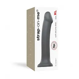 Фалоімітатор Strap-On-Me Dual Density Bendable XL 20 см (сірий) - мініатюра 5