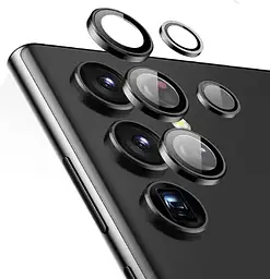 Захисне скло на камеру DK для Samsung Galaxy S22 Ultra 5G S908 Metal Ring Eagle Eye 015709 black - мініатюра 2