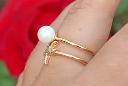 Кільце Xuping Jewelry зірка з перлиною р 16 розсувне золотисте - мініатюра 3