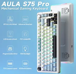 Клавіатура ігрова механічна Aula Mechanical S-75 Pro Wireless White Star Vector Switch Hot-Swap 2.4G/Bluetooth - мініатюра 7