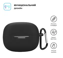 Силіконовий чохол для навушників Xiaomi Redmi Buds 6 Pro, Hang Case, чорний, ультратонкий захисний кейс товщиною 2 мм, захист від подряпин, пилу та ударів, компактний, з карабіном для кріплення, ArmorStandart (ARM83394) - мініатюра 2