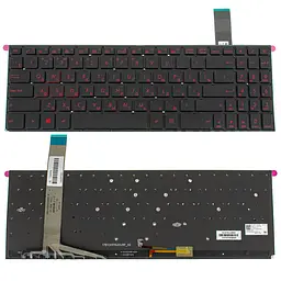 Клавіатура для ноутбука ASUS (X570 series) rus чорний без кадру підсвічування клавіш (ЧЕРВОНИЙ)