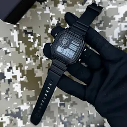 Чоловічий наручний годинник 010BKUASI Тризуб срібло Чорні + Коробка. Patriot acs0031023 - мініатюра 2
