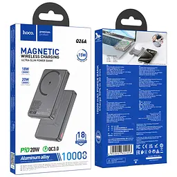 Зовнішній акумулятор HOCO Q26A Joy PD20W magnetic fast charging power bank(10000mAh) metal gray (6942007624053) - мініатюра 2