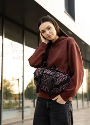 Велика жіноча поясна сумка бананка Sambag DynamicDart чорна 38 × 21 × 7 см (80411148)