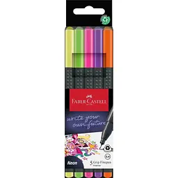Лайнер Faber-Castell набір ручок капілярних Grip Finepen neon тригранна 0,4 мм, 5 кольорів (32144)