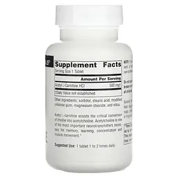 Жироспалювач Source Naturals Acetyl L-Carnitine 500 мг 60 таблеток - мініатюра 3